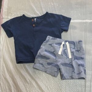 Carter's Navy Shirt and Gray Whale Shorts Set